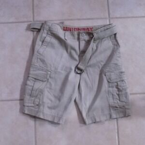Unionbay Cargo Shorts Mens 32 Khaki Good Belted Cotton Utility Pockets
